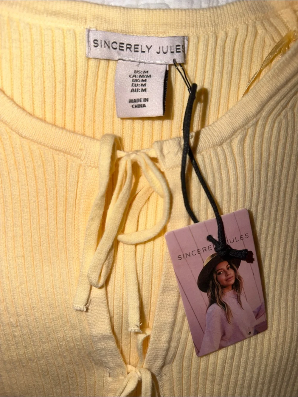 Yellow Tie-Front Ribbed Tank Sweater - Picture 3 of 3